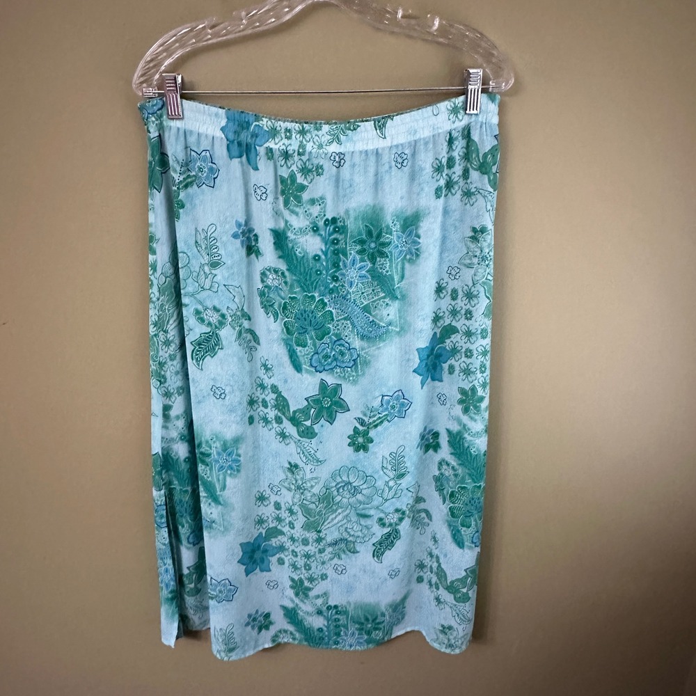 Pendleton Petite M Maxi Skirt Set Floral Two Piece Sleeveless Top Green Blue‎ - Picture 4 of 13
